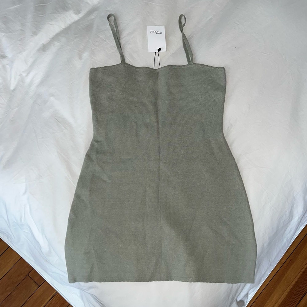 Style Addict Sage Green Rib Knit Bodycon Mini Dress Size S